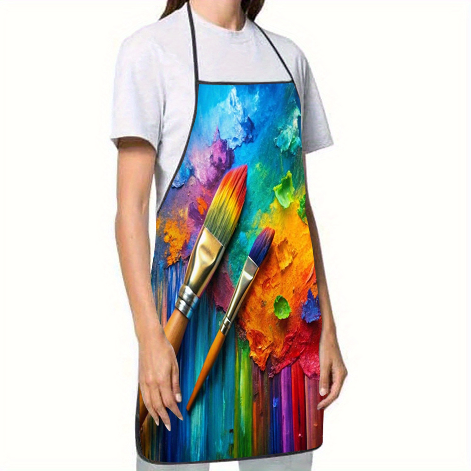Kitchen Baking Cloth - Vibrant Abstract Paint Brush Print Polyester