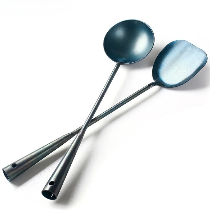 Kitchen Baking Utensil Set - Traditional Iron Wok Spatula Spoon Kitchen
