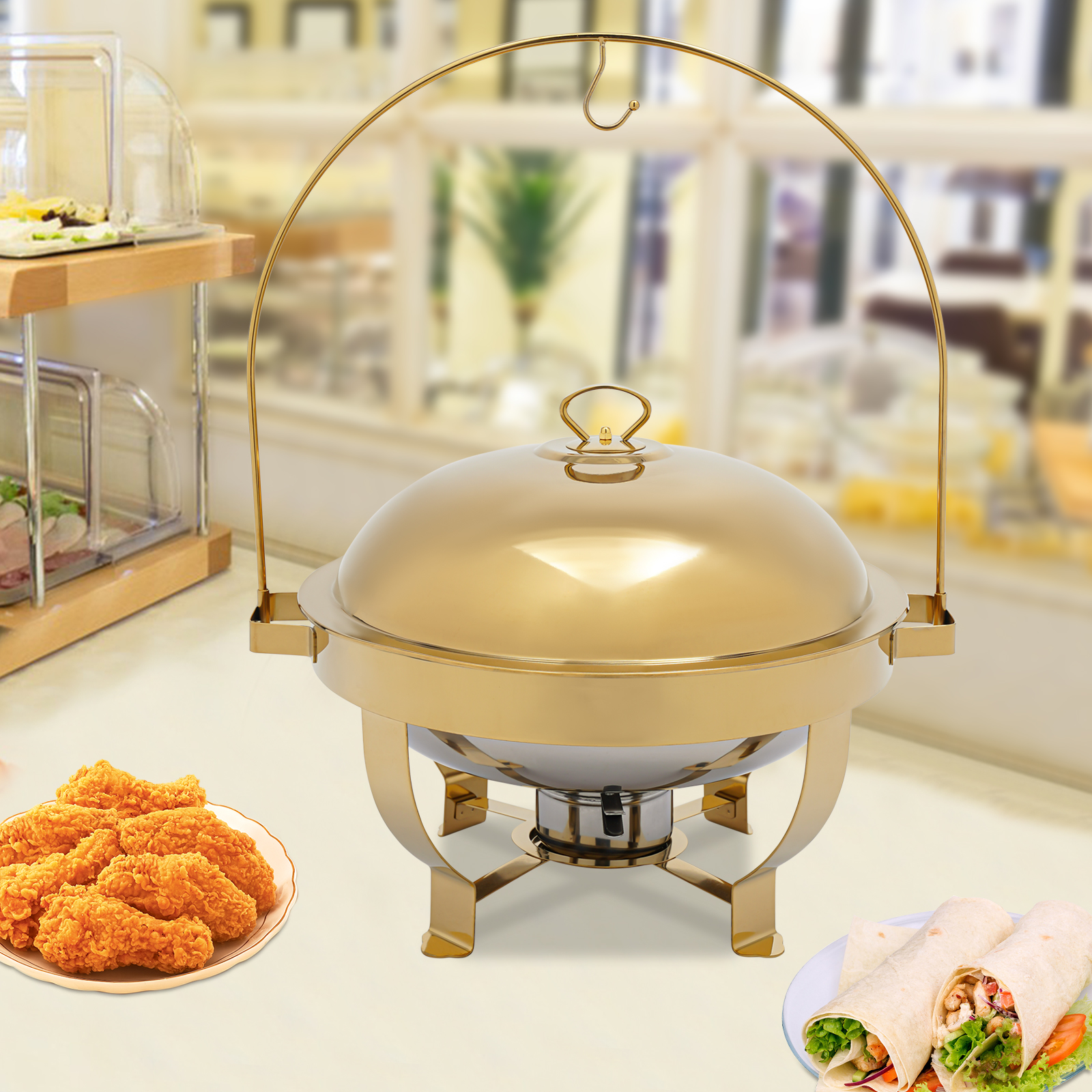 Kitchen Baking Utensil Set - 8L Gold Chafing Dish Buffet Set,