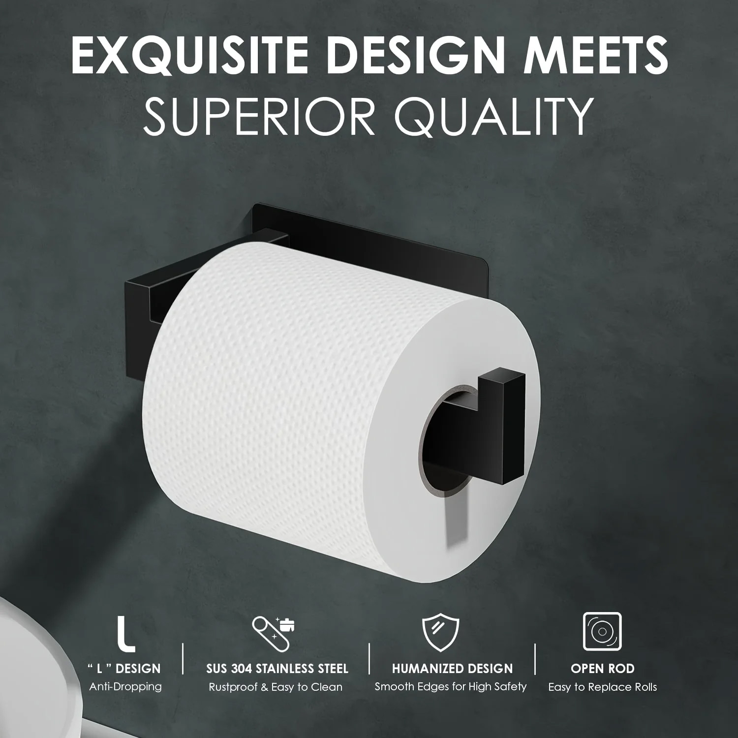Kitchen Baking Paper Holder - Matte Black Toilet Paper Holder Self