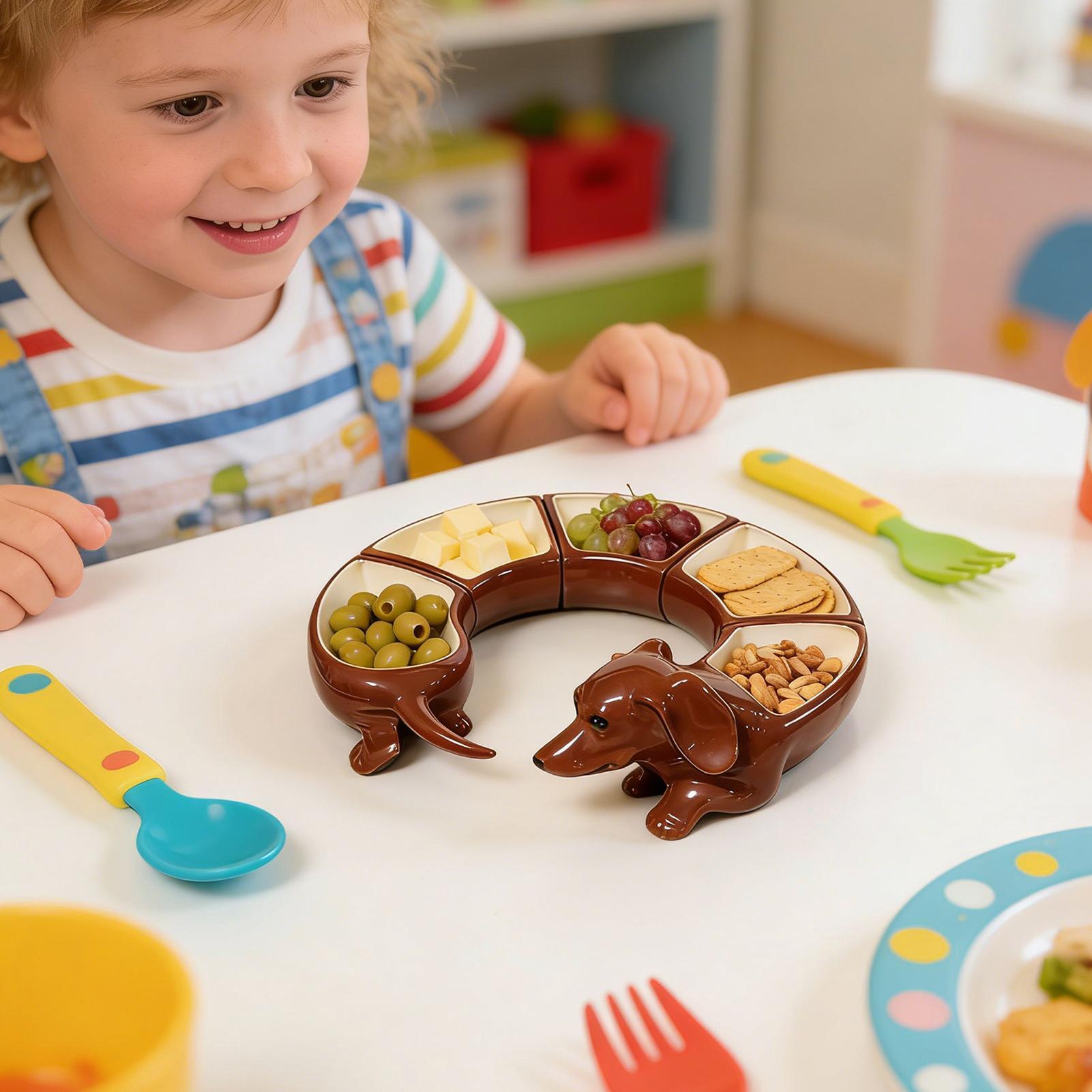 Kitchen Baking Utensil Set - Divided Serving Platter Dachshund Design 5