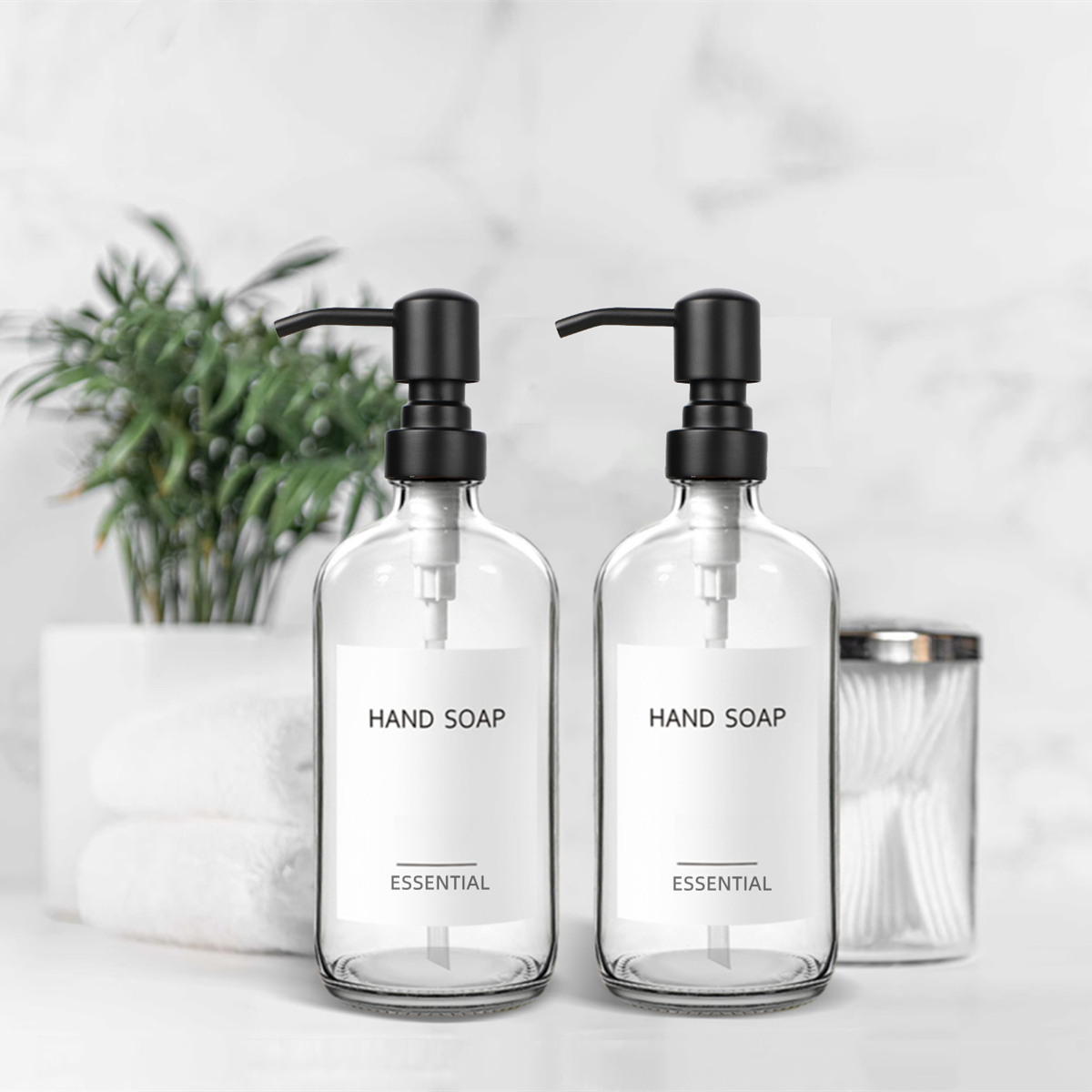 Kitchen Baking Utensil Set - Clear Glass Soap Dispenser Set for