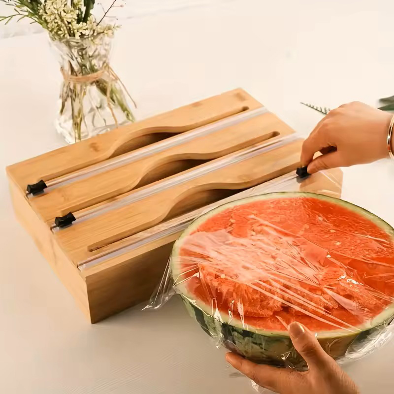 3 In 1 Bamboo Foil Cling Film  – обзор и цена Kitchen Baking Paper Holder