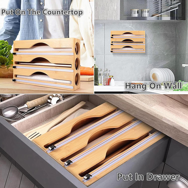 3 In 1 Bamboo Foil Cling Film  – обзор и цена Kitchen Baking Paper Holder