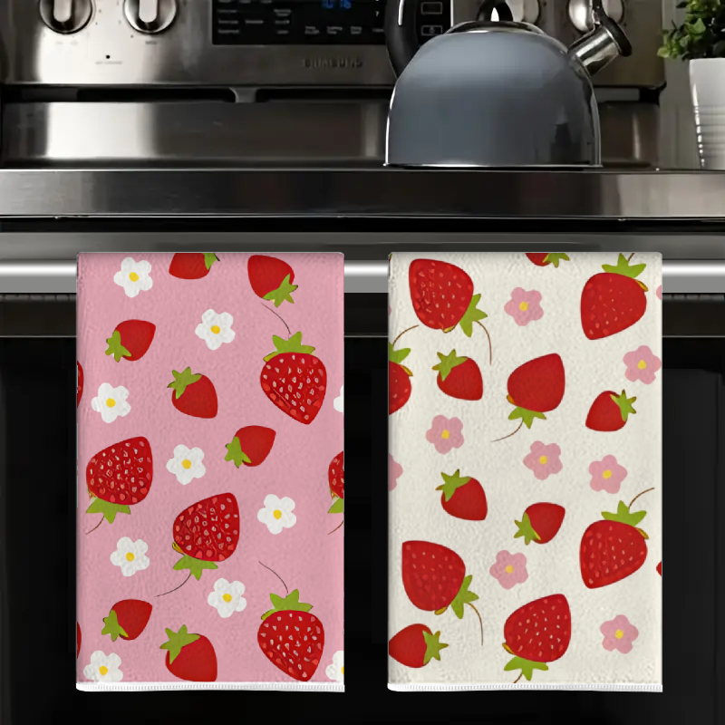 2Pcs, Pink and White Strawberr – обзор и цена Kitchen Baking Cloth