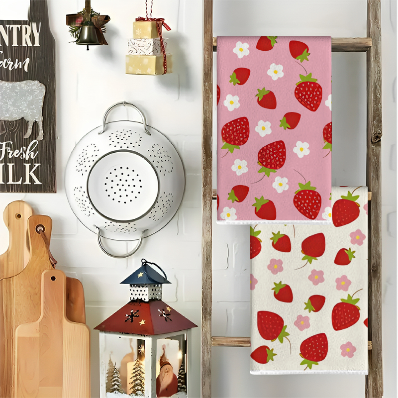2Pcs, Pink and White Strawberr – обзор и цена Kitchen Baking Cloth