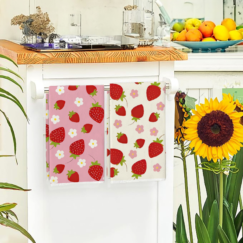2Pcs, Pink and White Strawberr – обзор и цена Kitchen Baking Cloth