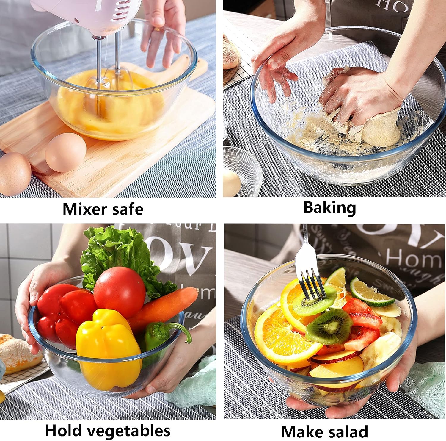 Glass Mixing Bowl Set of 3 for – обзор и цена Kitchen Baking Cooking