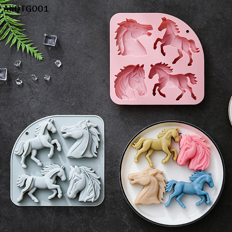 4-Cavity 3D Horse Silicone Mol – обзор и цена Kitchen Baking Cooking