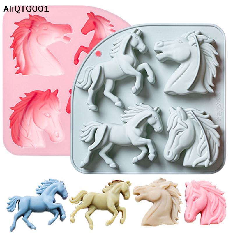 4-Cavity 3D Horse Silicone Mol – обзор и цена Kitchen Baking Cooking