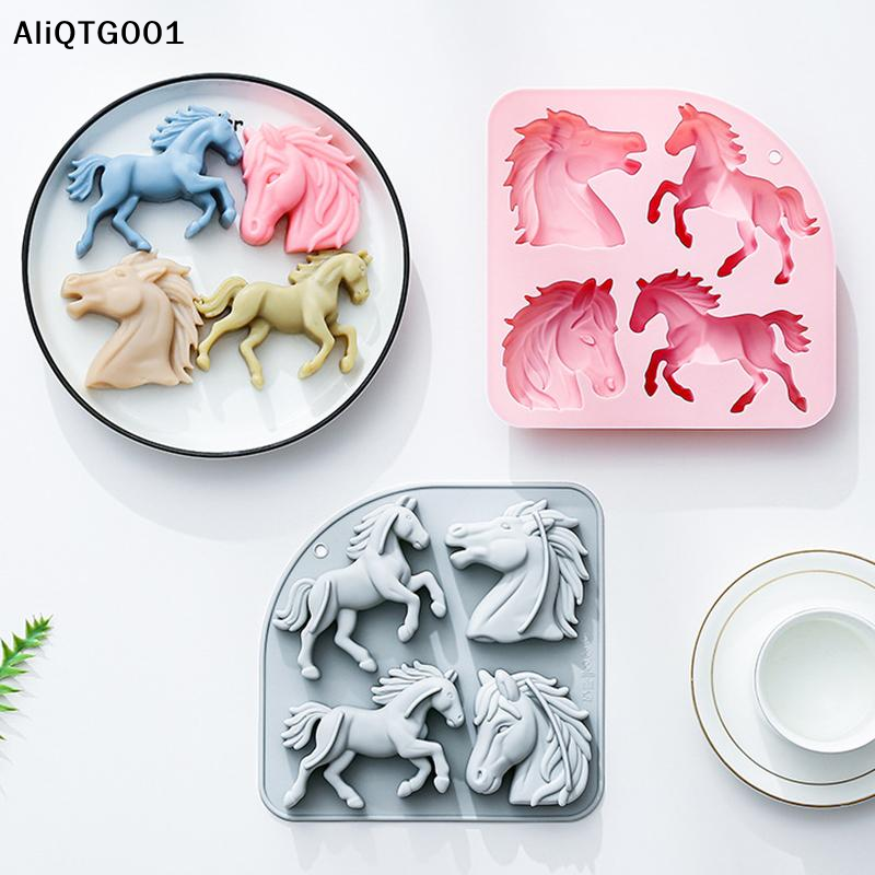 4-Cavity 3D Horse Silicone Mol – обзор и цена Kitchen Baking Cooking