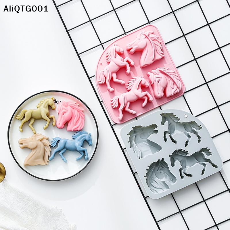4-Cavity 3D Horse Silicone Mol – обзор и цена Kitchen Baking Cooking