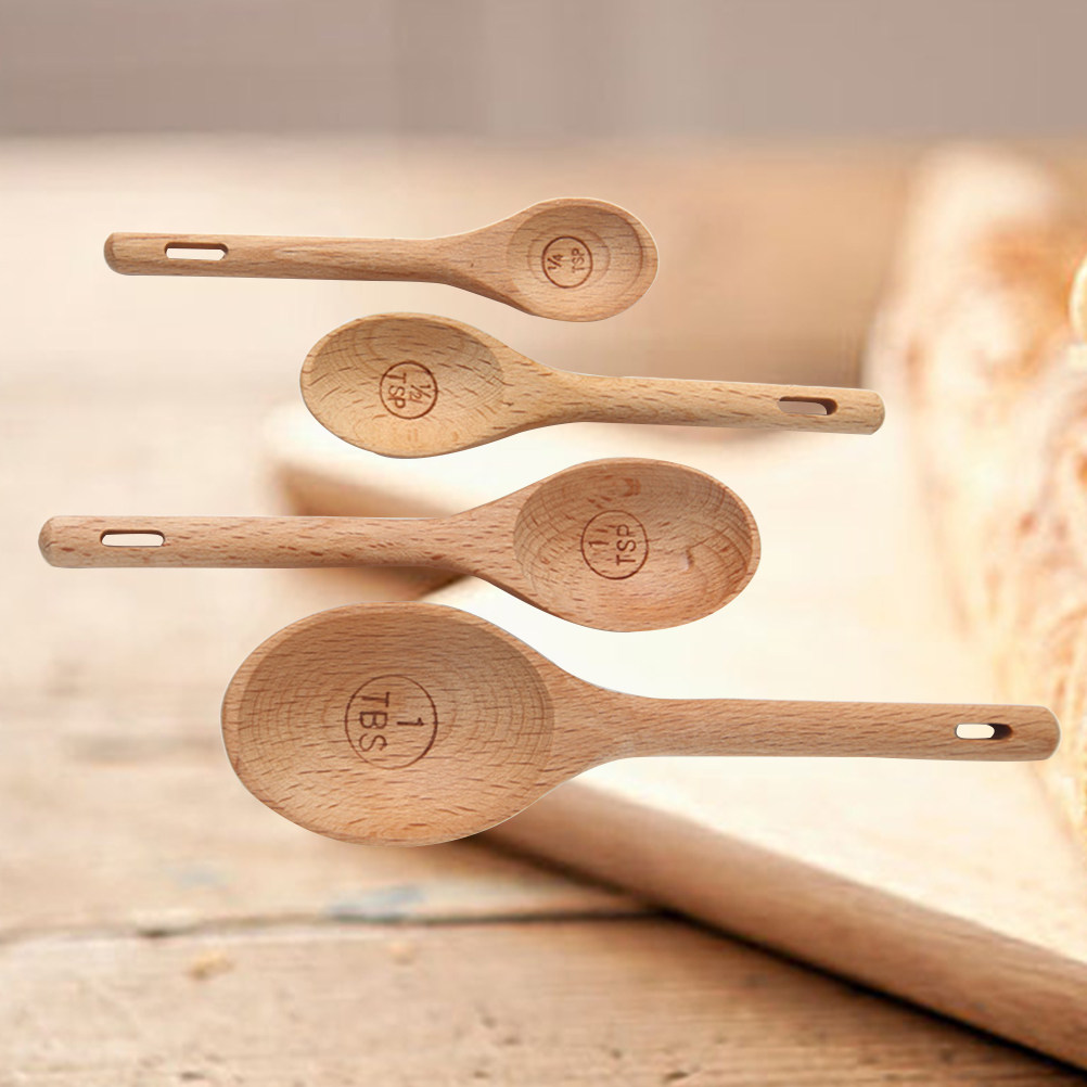 4Pcs Wooden Measuring Spoons S – обзор и цена Kitchen Baking Utensil Set