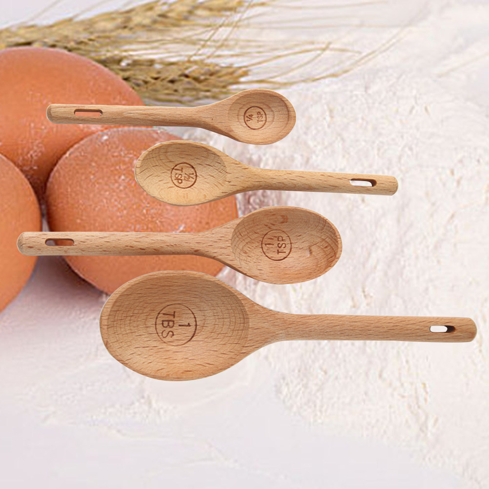 4Pcs Wooden Measuring Spoons S – обзор и цена Kitchen Baking Utensil Set