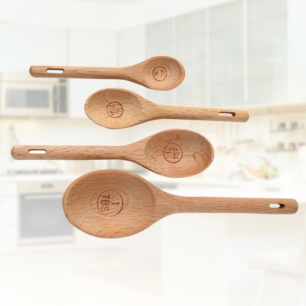 4Pcs Wooden Measuring Spoons S – обзор и цена Kitchen Baking Utensil Set